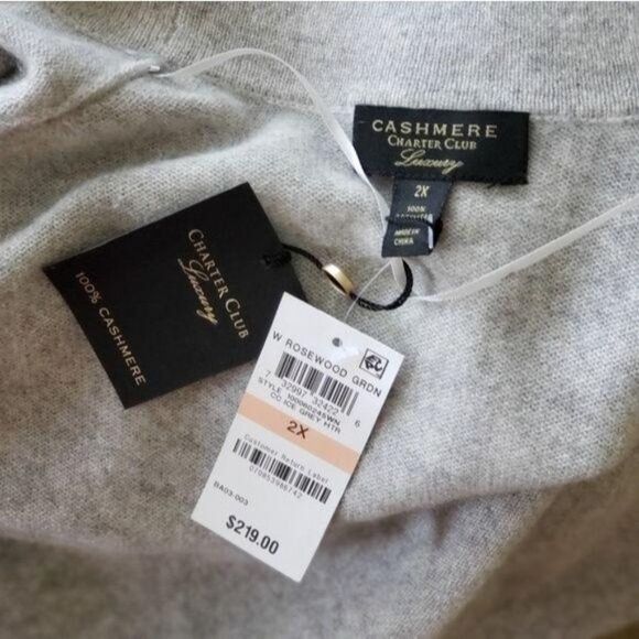 Charter Club 100% Cashmere Luxury Sequin Open Front Long Sleeve Cardigan - Picture 3 of 4